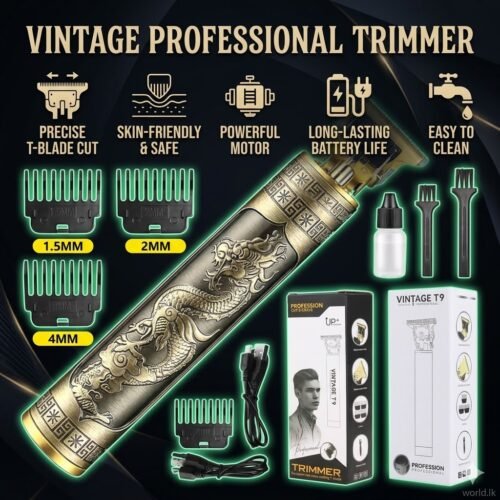 Rechargeable Vintage Professional T9 Full Set of Hair Trimmer VPPT
